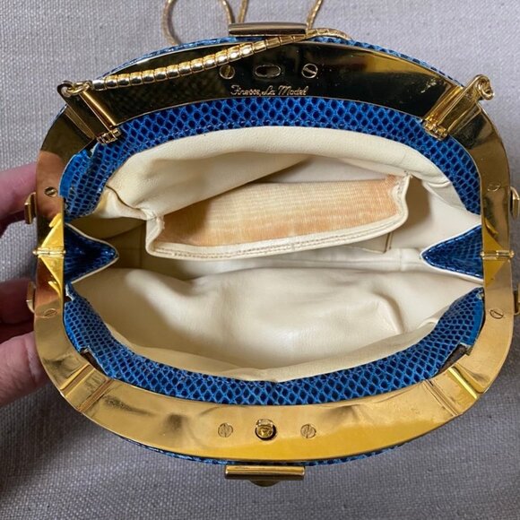 Vintage Finesse La Model Python Snakeskin Jeweled Convertible Clutch Purse RARE - Picture 11 of 14